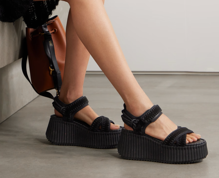 A pair of black leather chunky platform sandals with thick soles and adjustable straps, offering both style and comfort for everyday wear.